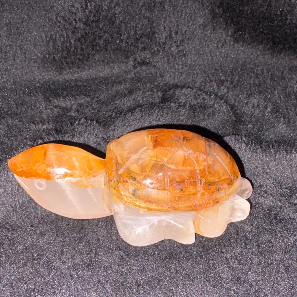 Golden healer and dendritic Crystal Turtle Figurine